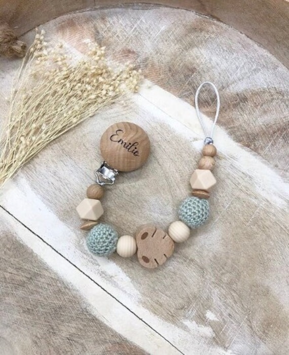 Schnullerkette Graviert Personalisiert von PureDesignBabyHerz