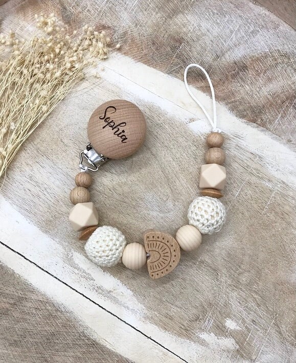 Schnullerkette Graviert Personalisiert von PureDesignBabyHerz