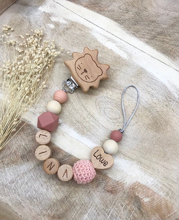 Schnullerkette Mit Namen Personalisiert Graviert Geschenk Taufe/Geburt von PureDesignBabyHerz