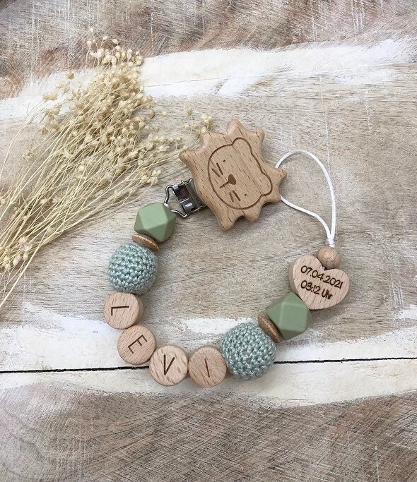 Schnullerkette Personalisiert Graviert von PureDesignBabyHerz