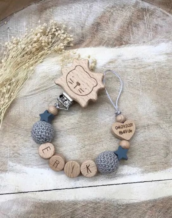 Schnullerkette Personalisiert Graviert von PureDesignBabyHerz