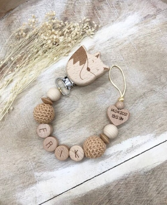 Schnullerkette Personalisiert Graviert von PureDesignBabyHerz