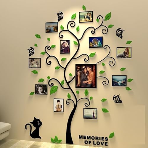 Purekay 3D Wandtattoo Baum DIY Wandaufkleber Family Foto Wand Wall Sticker mit Bilderrahmen Wandsticker Wanddeko Deko kinderzimmer Wohnzimmer Jungen Mädchen Schlafzimmer (Grün, L) von Purekay