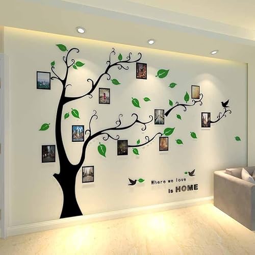 Purekay Wandtattoo Baum 3D DIY Foto Wandsticker Pflanzen Wandaufkleber Groß Kleben Aufkleber Wandbilder für Schlafzimmer Wohnzimmer Kinderzimmer Sofa Hintergrund Wanddeko (Links Grün, S) von Purekay