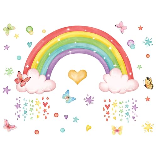 Purekay Wandtattoo Regenbogen Groß Wandaufkleber Wolken Sterne Wandsticker Wohnzimmer Schlafzimmer Babyzimmer Kinderzimmer Wanddeko Aufkleber von Purekay