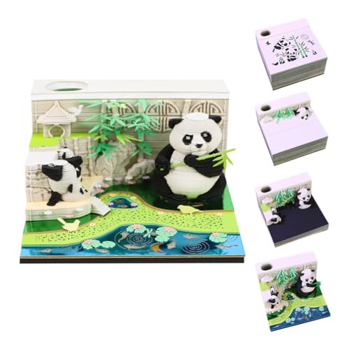 3D-Haftnotizen, 3D-Notizblock, Kunstblöcke, Papierskulptur, Panda, 3D-Haftnotizen, dreidimensionale Silhouetten-Haftnotizen, Papierskulptur, Schreibtischdekoration, Büro-Desktop-Haftnotizen von Purelivdea