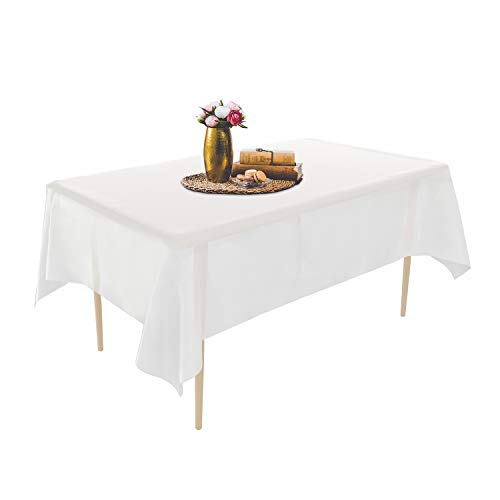 Puricon 12 Stück Einweg Tischdecke aus Kunststoff 137 x 274 cm, Premium Rechteckige Tischabdeckung Gartentischdecke für Gastronomie, Feste, Party, Hochzeiten oder Haushalt -Weiß von Puricon