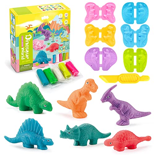 Purphy 12 Stück Knete Zubehör Set ab 2 3 4 jahre mit Bunt Modelliermasse, Dino Plastilin Werkzeuge, ​DIY knetwerkzeug Dinosaurier Kinderspielzeug, Kinder Kunsthandwerk Geschenk für Jungen und Mädchen von Purphy