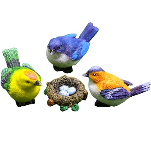 Purple Star Mini Deko vögel 4 Stück Miniatur Vogel Figuren für Feengarten Zubehör Draußen Kleine Tiere Figuren Vogel Figur für Feenhaus Tortendeko Tortenaufleger Geschenke Bunt von Purple Star