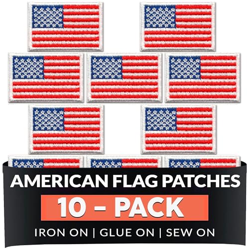 Aufnäher mit kleiner amerikanischer Flagge, bestickt, für Kleidung, Uniform, Hut, Rucksack, Jacke, Hose, Zubehör, 10 Stück von Laughing Lizards
