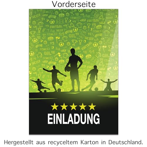 20 x Fussball Einladungskarten mit Briefumschlägen Kindergeburtstag Fußball Einladung zum Kinder Geburtstag für Jungen und Mädchen von Pusteblume Grusskarten