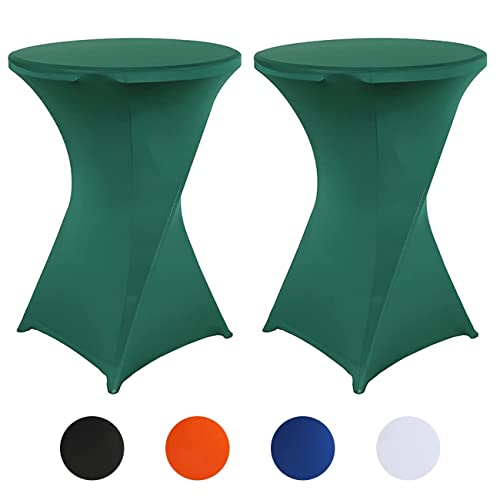 Putniu 2er-Set Stretch Stehtisch Hussen, Stehtischhusse Ø 80 x 110 cm, Verstärkung im Fußbereich, Elegante Waschbare Tischdecke für Bistrotische/Bartische und Hochzeit/Cocktail-Party (Grün) von Putniu