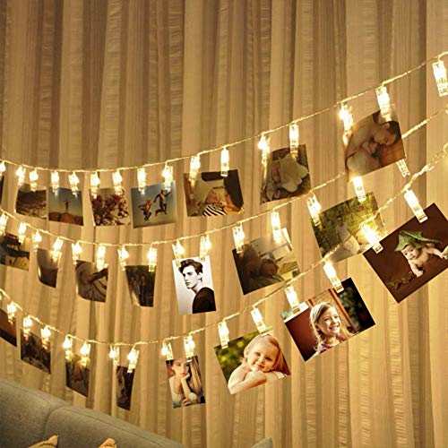 30 LEDs Foto Clips Lichterketten Warmweib 3M Fotolichterkette Wanddekoration fur Foto Kunstwerke Valentinstag Hochzeit Party Romantische Deko von Pveath