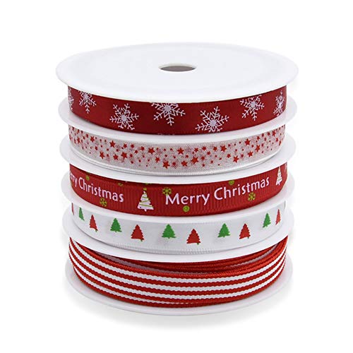 Weihnachtsbänder 5 Rollen Rot/Weiß/Grün Geschenkbänder Ripsband Bandstreifen Geschenk Kuchenverpackung Weihnachtsdekor Bandriemen Trim Haarband Nähen 5 m Weihnachtsbänder 5 Rollen Rot/Weiß/Grün Geschenkbänder Ripsband Bandstreifen Geschenk Kuchenverpackung Weihnachtsdekor Bandriemen Trim Haarband Nähen 5 m von Pveath