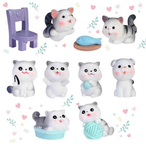 11Stück Mini Katze Figuren Set Party liefert Cupcake Figuren Cake Topper Katze Kuchendekoration Tortendeko für Kinder Katze Party Babyparty Katze Familienessen Dekoration Ornamente von Pwsap