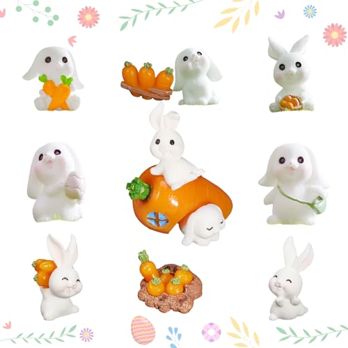 12Stück Mini Ostern Figuren Set Party liefert Cupcake Figuren Cake Topper Häschen Kuchendekoration Tortendeko für Kinder Ostern Party Babyparty Karotte Kaninchen Familienessen Dekoration Ornamente von Pwsap