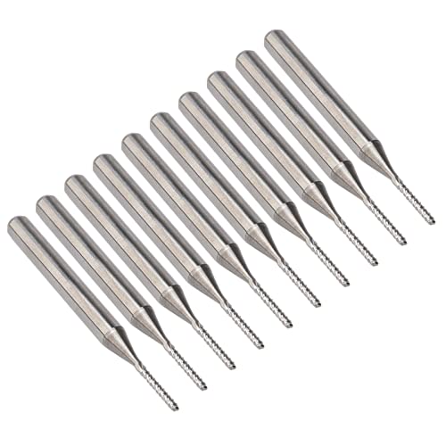 Pxyelec 10PCS 1.0mm Wolfram Stahl Hartmetall Schaftfräser Gravur Bits Fräsmaschine Router Bits für Glas PVC MDF Holz CNC Maschine Gravur Schnitzen von Pxyelec