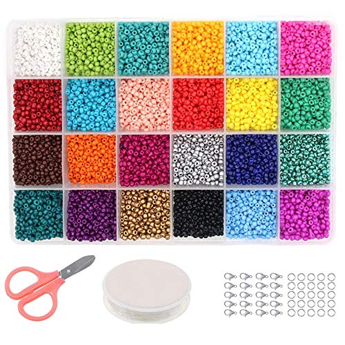 Pyatofyy 14400Pcs Perlen Glasperlen, 24 Farben Beads, 3MM Tube Perlen mit Container Box für Armbbnder Kits, DIY Schmuckherstellung, Perlen zum Auffädeln von Pyatofyy