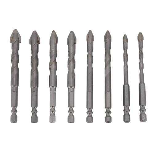 8pcs Hohe Stärke Exzentrisches Drehbohrbohrer, Multifirtional Carbid Speced Hex Shank Oblique Köpfe Bohrer für Wändefliesen, Multifunktionsbohrbit Set Set von Pyhodi