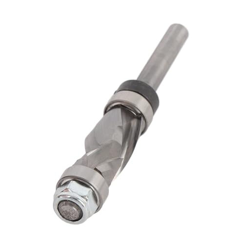 Carbid Compressiom Flush Trim Router Bit Oben und Bodenlager 1 Zoll Länge 1/2 Durchmesser mit 1/4 in Schaftmuster -Vorlage Holzbearbeitungswerkzeug, Duals Spiral Holzbearbeitung von Pyhodi