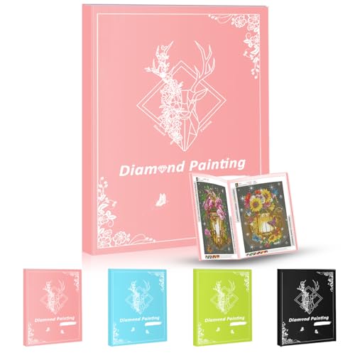 Pykaqil Diamond Painting Bilder Album, Diamond Painting Mappe A3, Diamond Painting Sammelmappe, für Diamant Painting Bilder 30 x 40 cm (Rosa, 30 Seiten Hält 60 Blatt) von Pykaqil