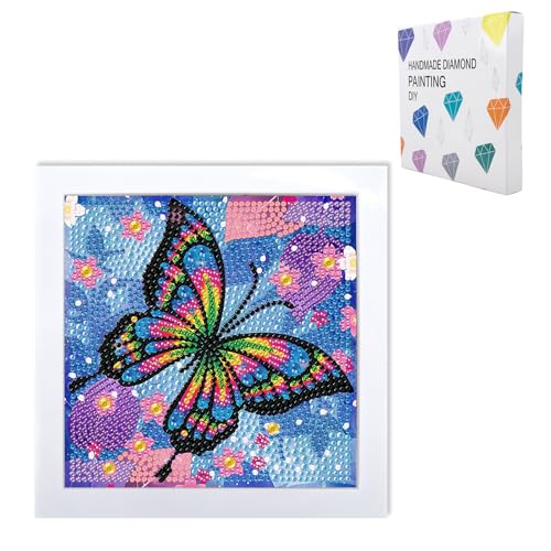 Schmetterling Diamond Painting mit Rahmen, Diamond Painting Kinder Kleine Bilder, Diamond Painting Schmetterling Sets für Kinder im Alter von 8–12, Diamant Malerei for Gift Home Wall Decor von Pynvxo