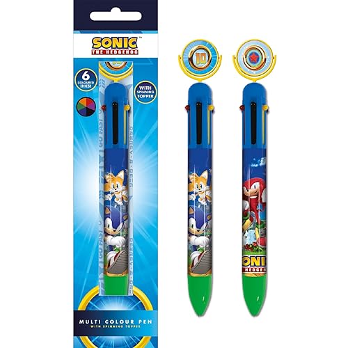 Pyramid Europe Sonic the Hedgehog Stift mehrfarbig (Sonic der Igel) Multi-Color Kugelschreiber 6-farbig mit drehendem Topper - Offizielles Lizenzprodukt von Pyramid International