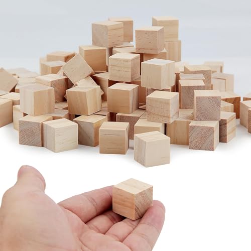 130 Stück Holzwürfel 20mm Würfel Holz Blanko Holzklötzchen Natur Holzklötze Holzblock Holz zum Basteln Quadrat Holzklotz Bastelholz Klötzchen für DIY Malen Handwerk Dekoration Zahlen Puzzle Bausteine von Pyroclasia