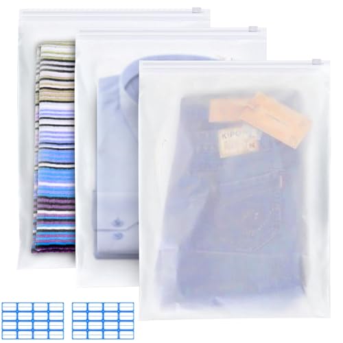 24 Stück 40x60cm Zip Beutel Wiederverwendbar Plastiktüten Groß Gefrostet Zipper Ziplock Beutel Wasserdicht Keine Löcher Zip Tüten Bag Aufbewahrungsbeutel für Kleidung Reise Unterwäsche Handtuch Schuhe von Pyroclasia