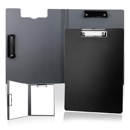 2PCS Klemmbrett A4 mit Deckel & Doppelclip Kunststoff Klemmbretter Foldover Pessimistisch Klemmbrettmappe Clipboard A4 Klemmbretter Schwarz Klemmmappe mit Stifthalter für Geschäft Büro Schule von Pyroclasia