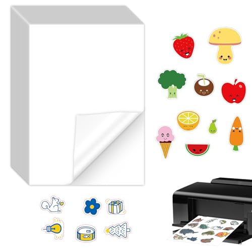 40 Stk. Sticker Papier zum Bedrucken Klebefolie Wasserfest Selbstklebendes Vinyl Stickerpapier zum Selbst Drucken A4 Matte Weiß Rub on Folie für Aufkleber,Laser und Tintenstrahldrucker Drucker von Pyroclasia