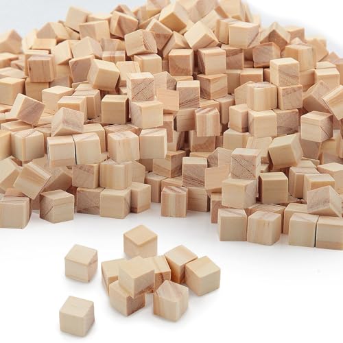 600 Stück Holzwürfel 10mm Würfel Holz Blanko Holzklötzchen Natur Holzklötze Holzblock Holz zum Basteln Quadrat Holzklotz Bastelholz Klötzchen für DIY Malen Handwerk Dekoration Zahlen Puzzle Bausteine von Pyroclasia