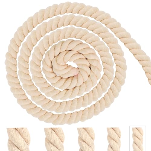 Baumwollkordel Makramee Garn 8mm 5m Tau Seil Beige Baumwollseil Kordelband Rope Laces Dicke Kordel Baumwollschnur für Dekoration, DIY-Bastelarbeiten, Handwerk, Gartenarbeit, Geschenke Verpackung von Pyroclasia