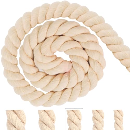 Baumwollkordel Tau Seil 12mm 5m Beige Baumwollseil Kordelband Rope Laces Makramee Garn Dicke Kordel Baumwollschnur für Dekoration, DIY-Bastelarbeiten, Handwerk, Gartenarbeit, Geschenke Verpackung von Pyroclasia