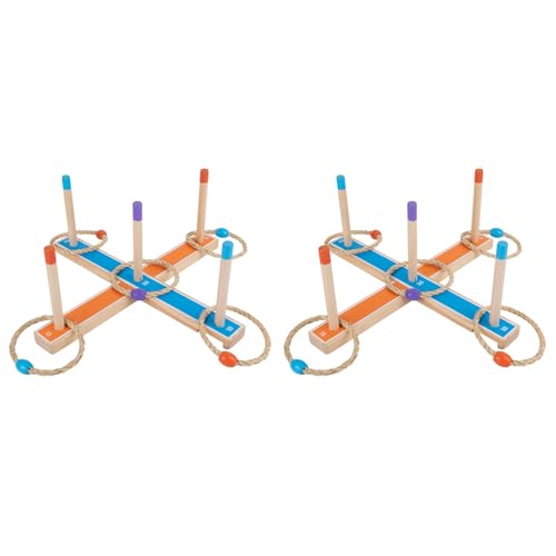 Pyugxab 2X Ring Toss Toy Set Kinder Outdoor-Wurfringspiel 3-12 Jahre Kinder-Outdoor-Spiele Holzring-Wurfspielband von Pyugxab