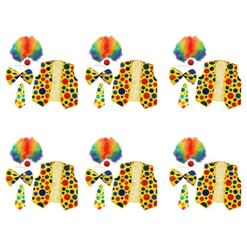 Pyugxab 30Er-Pack Clown-KostüM-Set, Clown-PerüCke, Nasenweste für Cheer, Halloween, Cosplay, Partys, Karneval, Verkleidung von Pyugxab