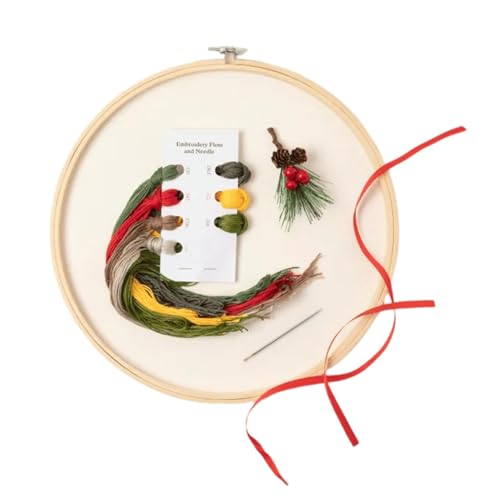 Christmas Countdown Kit, Embroidery Kit Ornaments, 25 Days Countdown, Handmade Stitches Crafts, Christmas Countdown Embroidery Kit with Thread and Hoop for Beginners 28x28x4cm von Pzuryhg