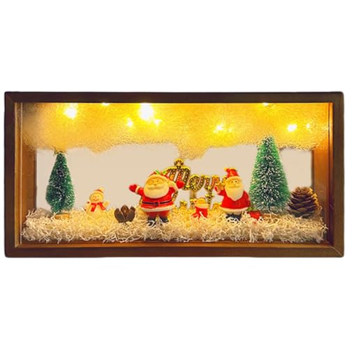 DI-Y Weihnachts-Bilderrahmen-Nachtlicht, Holz-Bilderrahmen-Dekor, warme Szenen-Layout-Ornamente, Desktop-Weihnachtsdekoration, flexible Helligkeit, Nachtlicht, handgefertigte Weihnachtsschmuck, von Pzuryhg