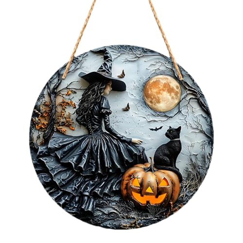 Halloween-Sonnenfänger, Mondkatzen-Sonnenfänger, Schwarze Katze, Mond, kürbiss, Magie, Dunkler Stil, Acrylfarbene Fensterdekoration, Verandas-Aufhängung, Halloween-Cosplay-Party-Layout-Dekor von Pzuryhg