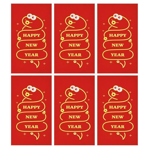 Lunar Year Lucky Red Pockets| Lucky Envelope Set for New Year| 6x Heavy Duty Hong Bao Lucky Envelopes - Lightweight Lunar Year Red Packets for Gifting and Celebrations with 3.54x6.5 inches von Pzuryhg