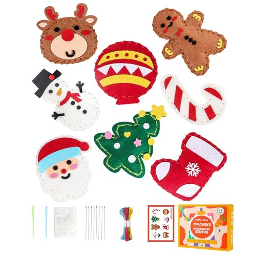 Pzuryhg Christmas Sewing Kits, Stuffed Crafting Toys, Gingerbread Man Craft, Children's Sewing Kit, Handmade Christmas Kit, Sewing Kit for Kid Childrens Sewing Kits for Beginners von Pzuryhg