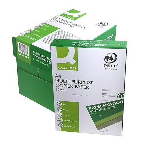 Q-CONNECT KF01087 Kopierpapier Druckerpapier/DIN A4, 80g/m²/ 5 x 500 Blatt/Qualitätsklasse - B/Universalpapier/für Zuhause Büro und das Homeoffice/Multifunktions-Papier von Q-Connect