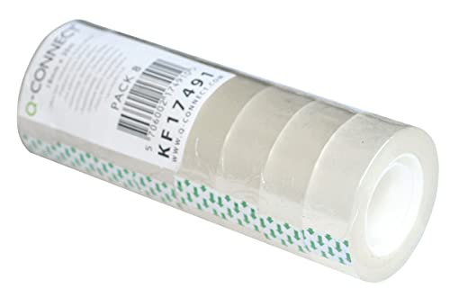 Q-Connect KF17491 Transparentes Klebefilm Klebeband / 8 Rollen / 18 mm x 30 m/für Schule, Heim und Büro von Q-Connect