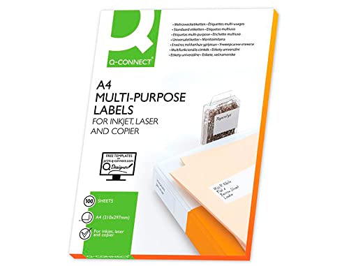 Q-Connect® Inkjet+Laser+Kopier-Etiketten - 105,0x148,5 mm, weiß, 400 Stück/100; Packungsinhalt: 400 Etiketten von Q-Connect