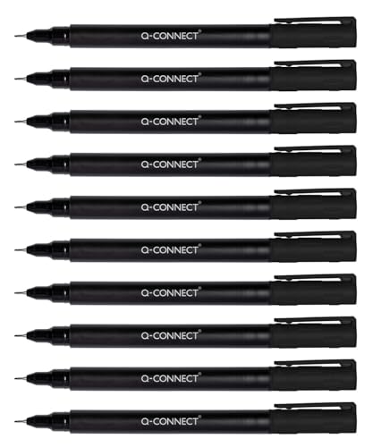 Q-Connect CD DVD BD Marker/Marker Stift Stärke: 0,4 mm/Schwarz / 10 Stück - 10er Pack/Wasserfest/zum Schreiben auf Glas, Kunststoff, Metall, Porzellan, Folie/auf Alkoholbasis/Ungiftig von Q-Connect