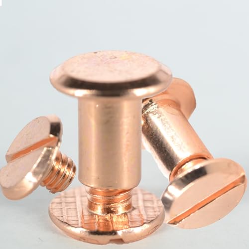 Q-tools® Buchschrauben 8mm rose gold | 20 Stück | Knopfnieten 5mm / Ledernietenset/Gürtelschrauben |Ziernieten, Schraubnieten | Verbindungsschrauben für Westerntrense, Messergriff von Q Tools