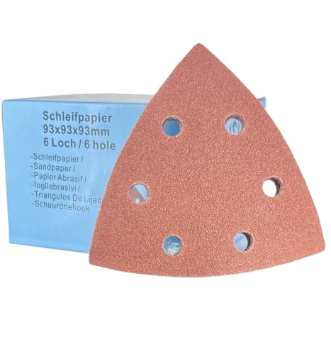 Schleifpapier Dreieckschleifer | 60 Stück | Mix je 20x Korn 40,60,80 | Schleifpapier Klett | Deltaschleifer Schleifpapier | Schleifpapier für Dreieckschleifer | Schleifdreiecke 93x93x93 | von Q Tools