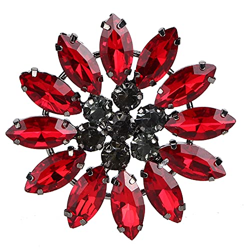 2 Stück Kristallglas-Applikationen, Bastel-Blumen-Nähperlen, Strass-Blumen-Nähapplikationen zum Aufnähen für Kleiderschuhe (Big red 2 pcs) von QANYEGN