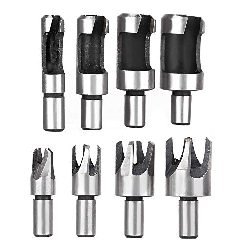 8-teiliges Hölzerne Steckbohrer-Set, Kohlenstoffstahl Plug-Cutter, 10 mm Rundschaft Bohrzubehör Für Bank- und Bohrmaschinen von QANYEGN