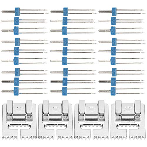 QANYEGN 18-teilige Zwillingsnadel Stretch Maschinennadeln, Doppelnadel für die meisten, Nähmaschinennadel, Doppelnadel Zwillingsnadel, Zwillingsnadel Stretch, Nähnadeln Nähmaschine von QANYEGN